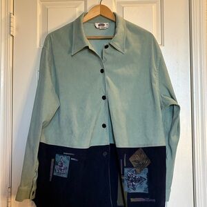 Elegant Green and Navy Button Down Shirt
